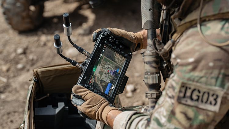 Soldier holding GCS